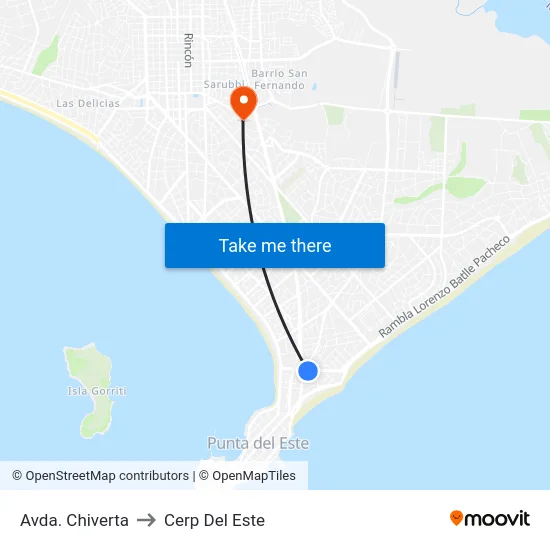 Avda. Chiverta to Cerp Del Este map