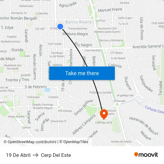 19 De Abril to Cerp Del Este map