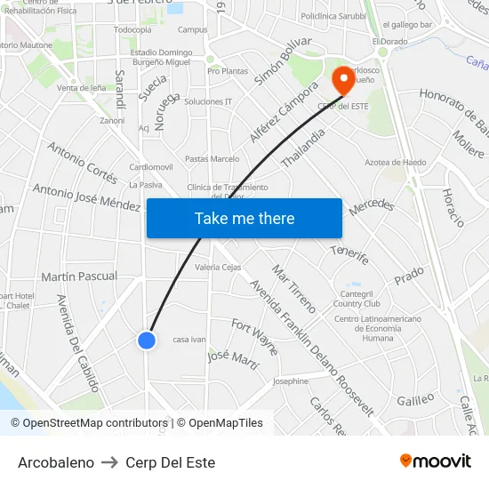 Arcobaleno to Cerp Del Este map