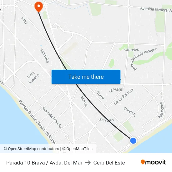 Parada 10 Brava / Avda. Del Mar to Cerp Del Este map