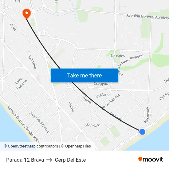 Parada 12 Brava to Cerp Del Este map
