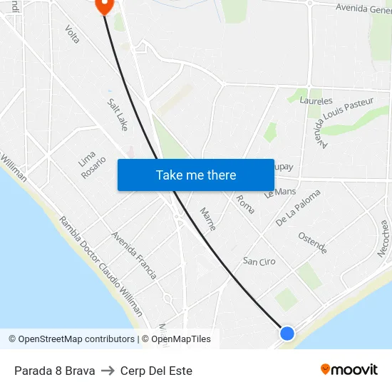 Parada 8 Brava to Cerp Del Este map