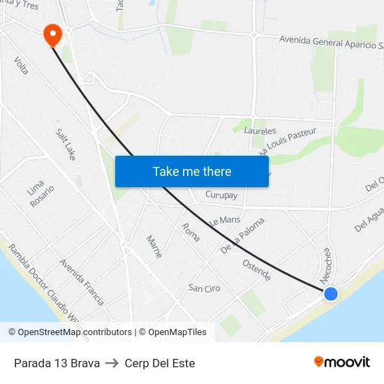 Parada 13 Brava to Cerp Del Este map