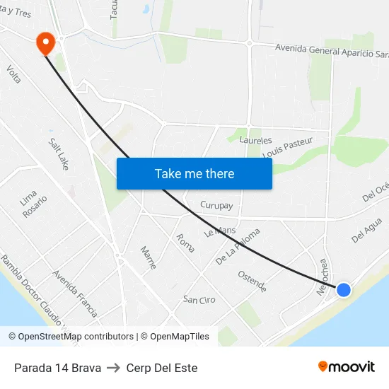 Parada 14 Brava to Cerp Del Este map