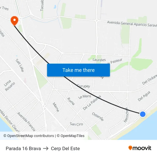 Parada 16 Brava to Cerp Del Este map