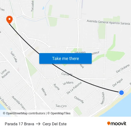 Parada 17 Brava to Cerp Del Este map