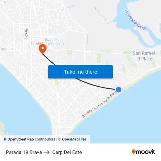 Parada 19 Brava to Cerp Del Este map