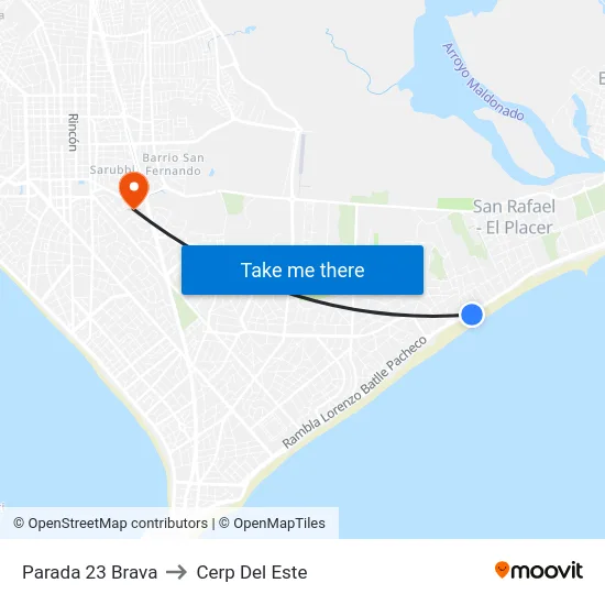 Parada 23 Brava to Cerp Del Este map