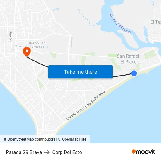 Parada 29 Brava to Cerp Del Este map