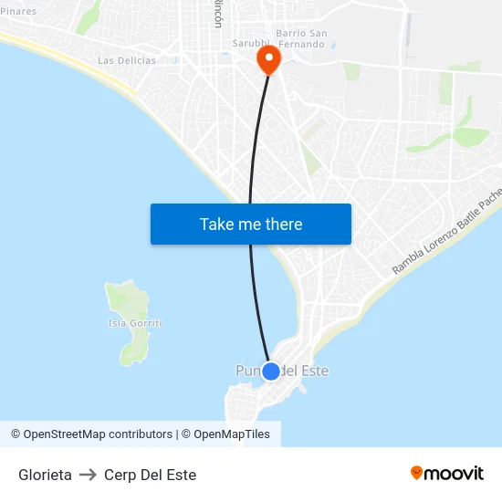 Glorieta to Cerp Del Este map