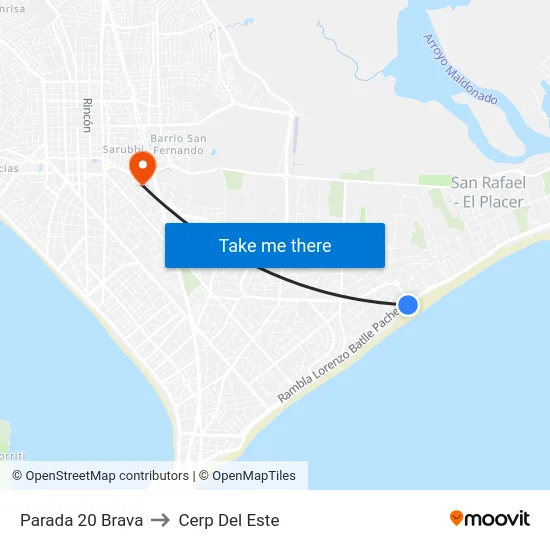 Parada 20 Brava to Cerp Del Este map