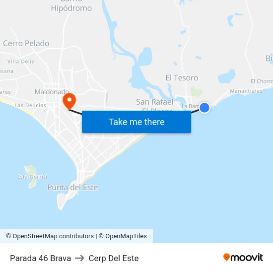 Parada 46 Brava to Cerp Del Este map