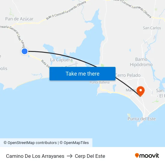 Camino De Los Arrayanes to Cerp Del Este map