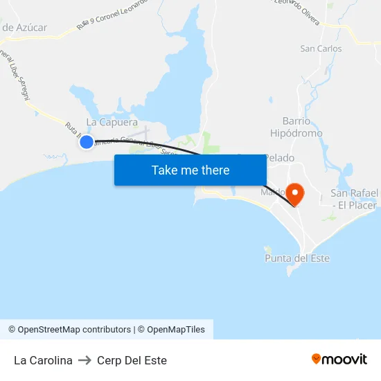 La Carolina to Cerp Del Este map