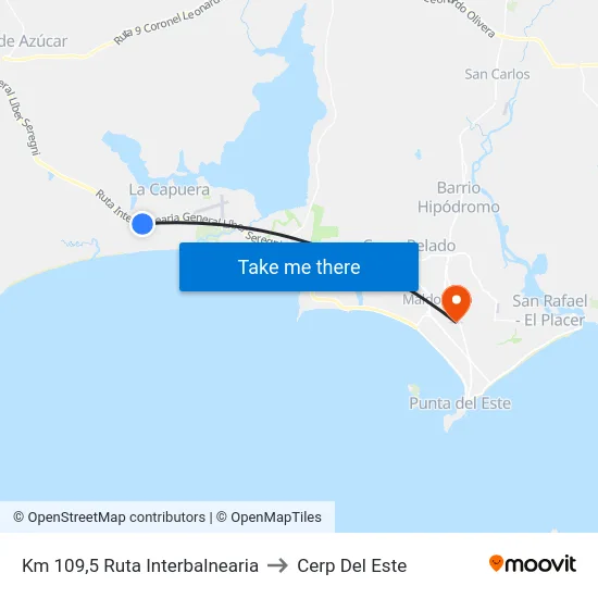 Km 109,5 Ruta Interbalnearia to Cerp Del Este map