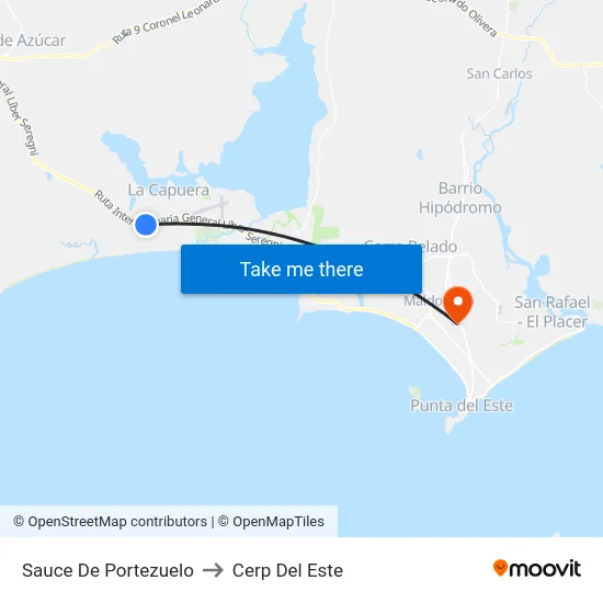 Sauce De Portezuelo to Cerp Del Este map