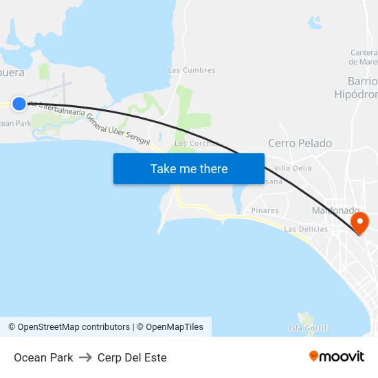 Ocean Park to Cerp Del Este map