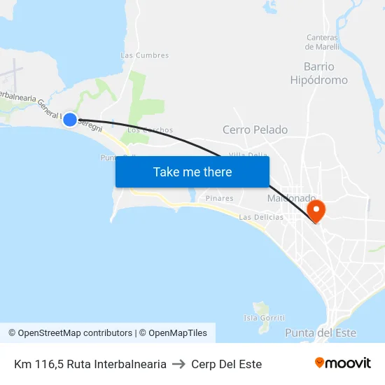 Km 116,5 Ruta Interbalnearia to Cerp Del Este map