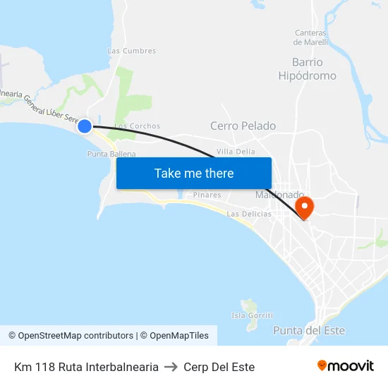 Km 118 Ruta Interbalnearia to Cerp Del Este map