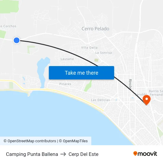 Camping Punta Ballena to Cerp Del Este map