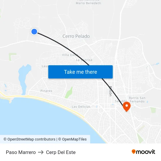 Paso Marrero to Cerp Del Este map