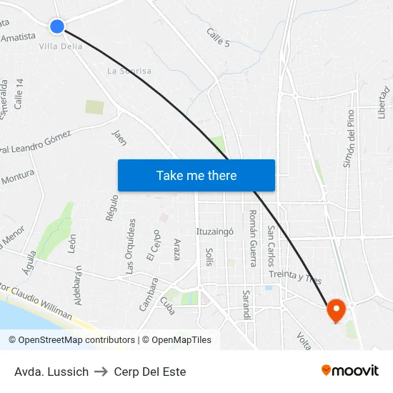 Avda. Lussich to Cerp Del Este map