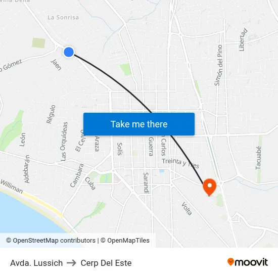 Avda. Lussich to Cerp Del Este map