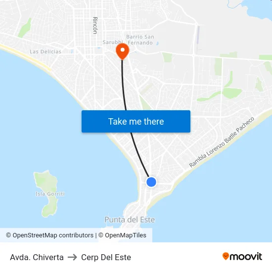 Avda. Chiverta to Cerp Del Este map