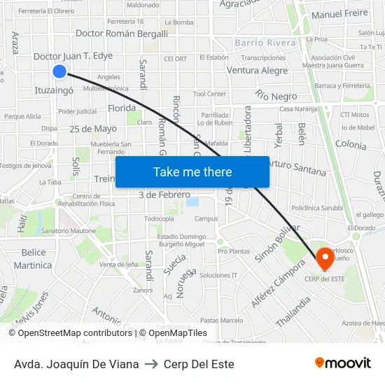 Avda. Joaquín De Viana to Cerp Del Este map