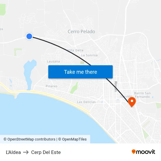 L'Aldea to Cerp Del Este map