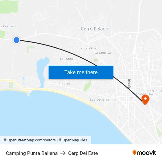 Camping Punta Ballena to Cerp Del Este map