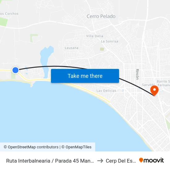 Ruta Interbalnearia / Parada 45 Mansa to Cerp Del Este map