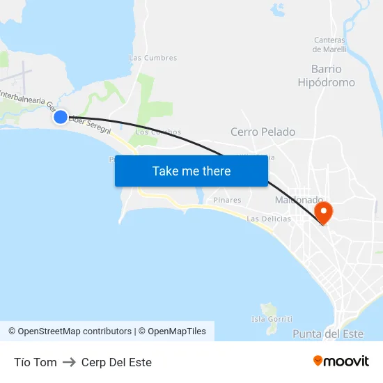 Tío Tom to Cerp Del Este map