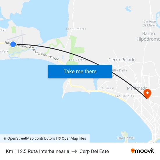 Km 112,5 Ruta Interbalnearia to Cerp Del Este map