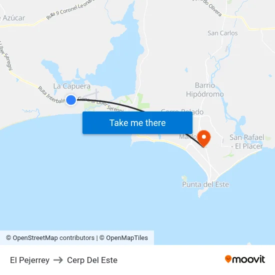 El Pejerrey to Cerp Del Este map