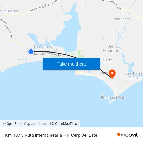 Km 107,3 Ruta Interbalnearia to Cerp Del Este map