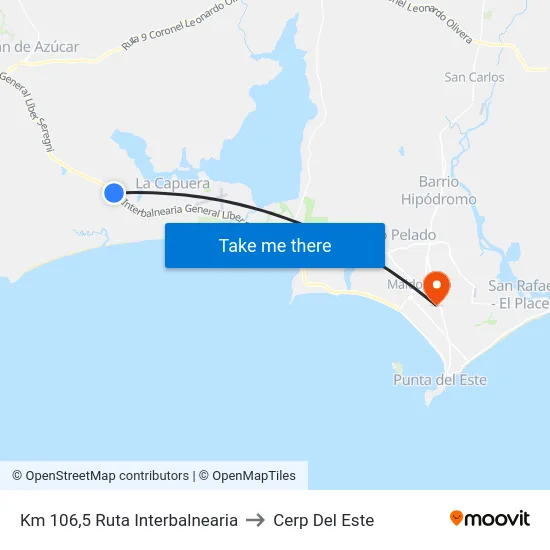 Km 106,5 Ruta Interbalnearia to Cerp Del Este map