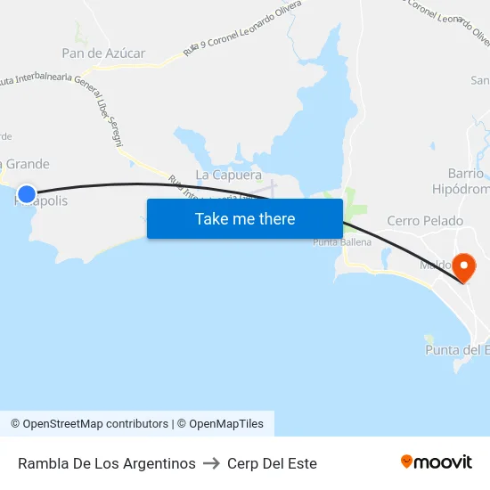 Rambla De Los Argentinos to Cerp Del Este map