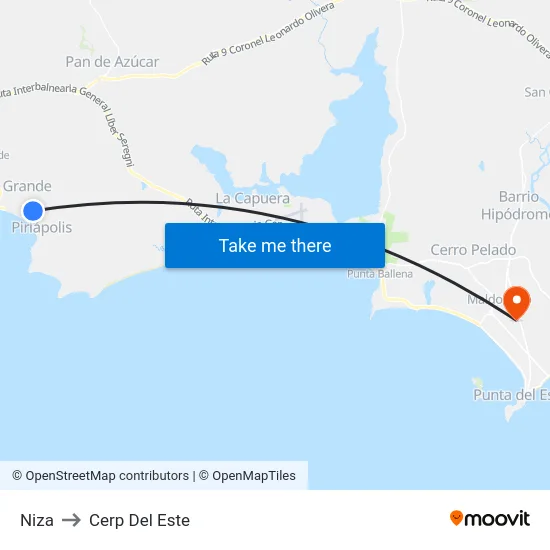 Niza to Cerp Del Este map