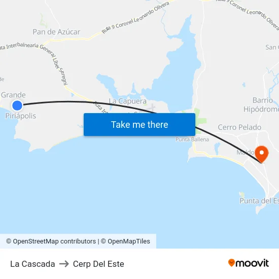 La Cascada to Cerp Del Este map