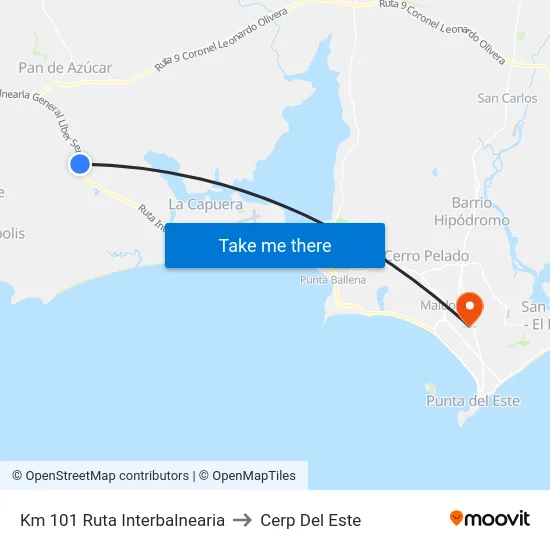 Km 101 Ruta Interbalnearia to Cerp Del Este map