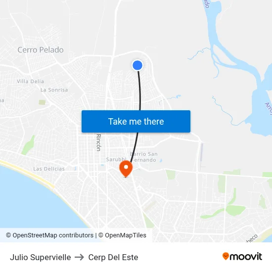 Julio Supervielle to Cerp Del Este map