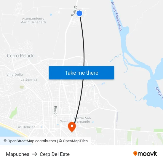 Mapuches to Cerp Del Este map