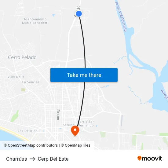 Charrúas to Cerp Del Este map