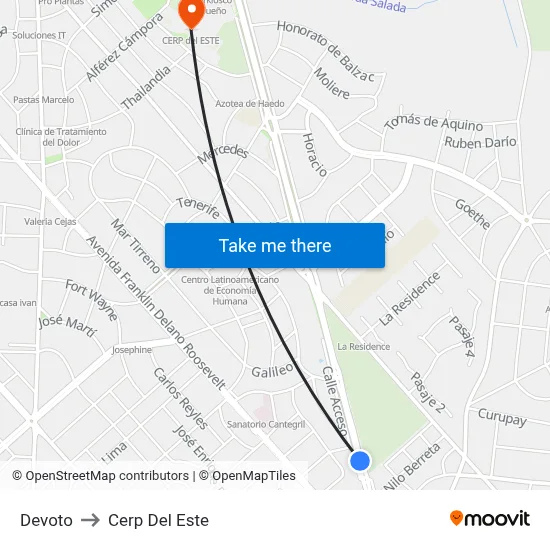 Devoto to Cerp Del Este map