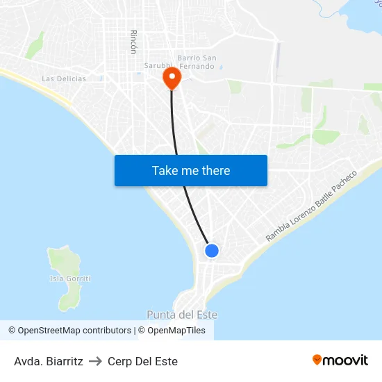 Avda. Biarritz to Cerp Del Este map