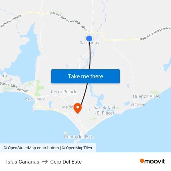 Islas Canarias to Cerp Del Este map
