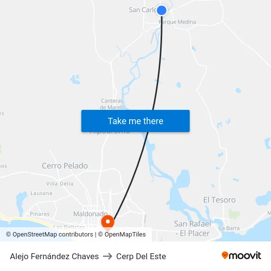 Alejo Fernández Chaves to Cerp Del Este map