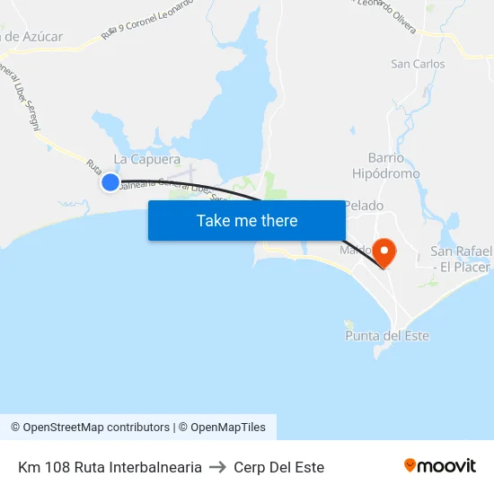 Km 108 Ruta Interbalnearia to Cerp Del Este map