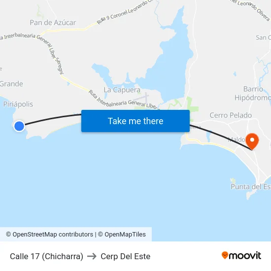 Calle 17 (Chicharra) to Cerp Del Este map